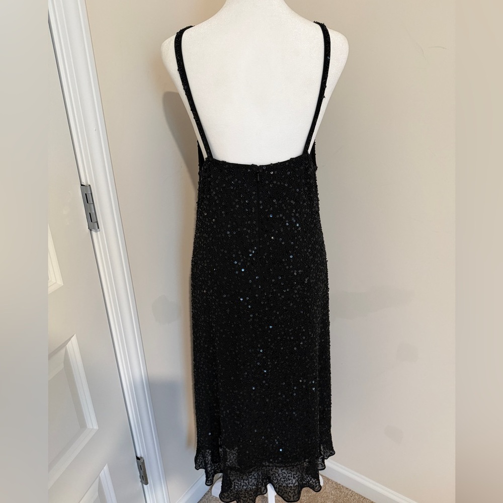 Vintage Impressions Black Beaded Sequin Midi Dress - Picture 4 of 6